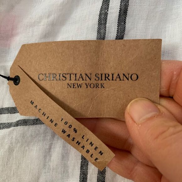 Christian Siriano New York 100% Linen Plaid Button-Up Sleeveless Tunic Top, Med - Picture 7 of 7